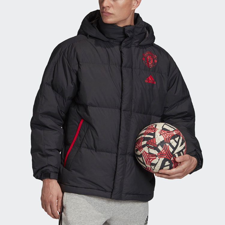 adidas Mufc Ssp Dwjkt Manchester United Soccer/Football Sports hooded down Jacket Black FP8435
