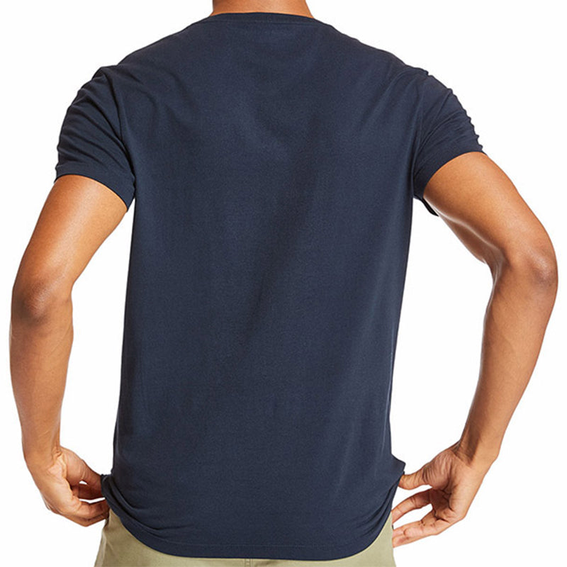 Men's Timberland Embroidered Logo V neck Short Sleeve Blue A2B6N433
