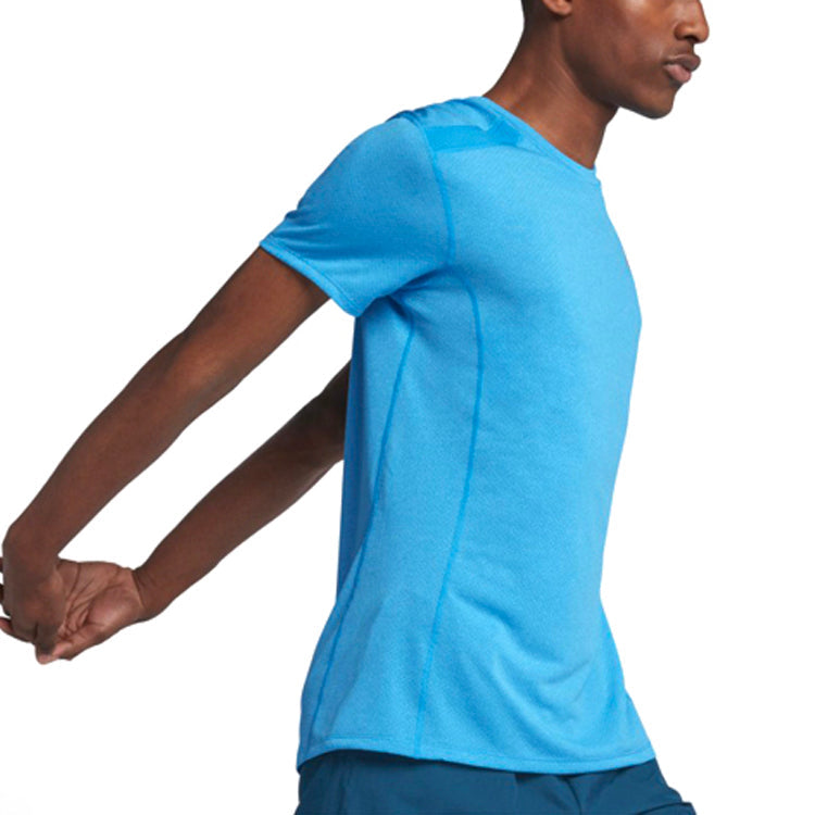 Nike Cool Mylar Breathable Running Quick Dry Short Sleeve Blue 892995-482