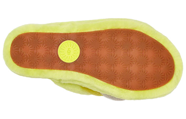(WMNS) UGG Fluff Yeah Slide Thick Sole Shoe Yellow Gray 1095119-SLML