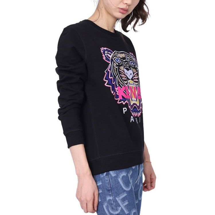 (WMNS) KENZO Embroidery Round-neck Swea Black F962SW7054XA-99