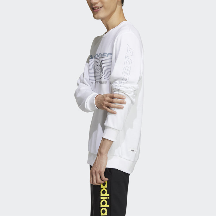 adidas neo M Ss Nn Swt 2 Printing Casual Sports Long Sleeves Round Neck White GQ7060
