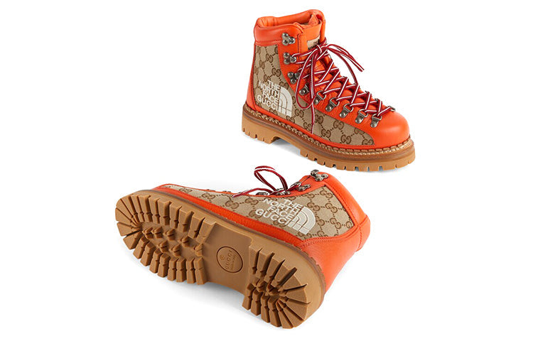 (WMNS) Gucci x The North Face Canvas Leather Boots 'Orange' 679927-18A40-7570
