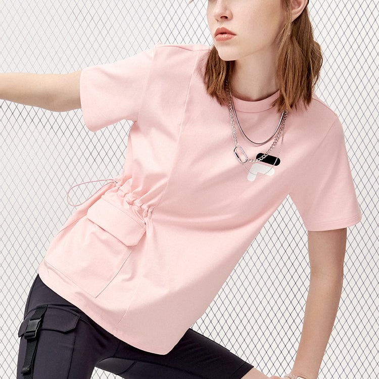 FILA FUSION Loose Sports Pocket Round Neck Short Sleeve Pink T11W123111F-PK