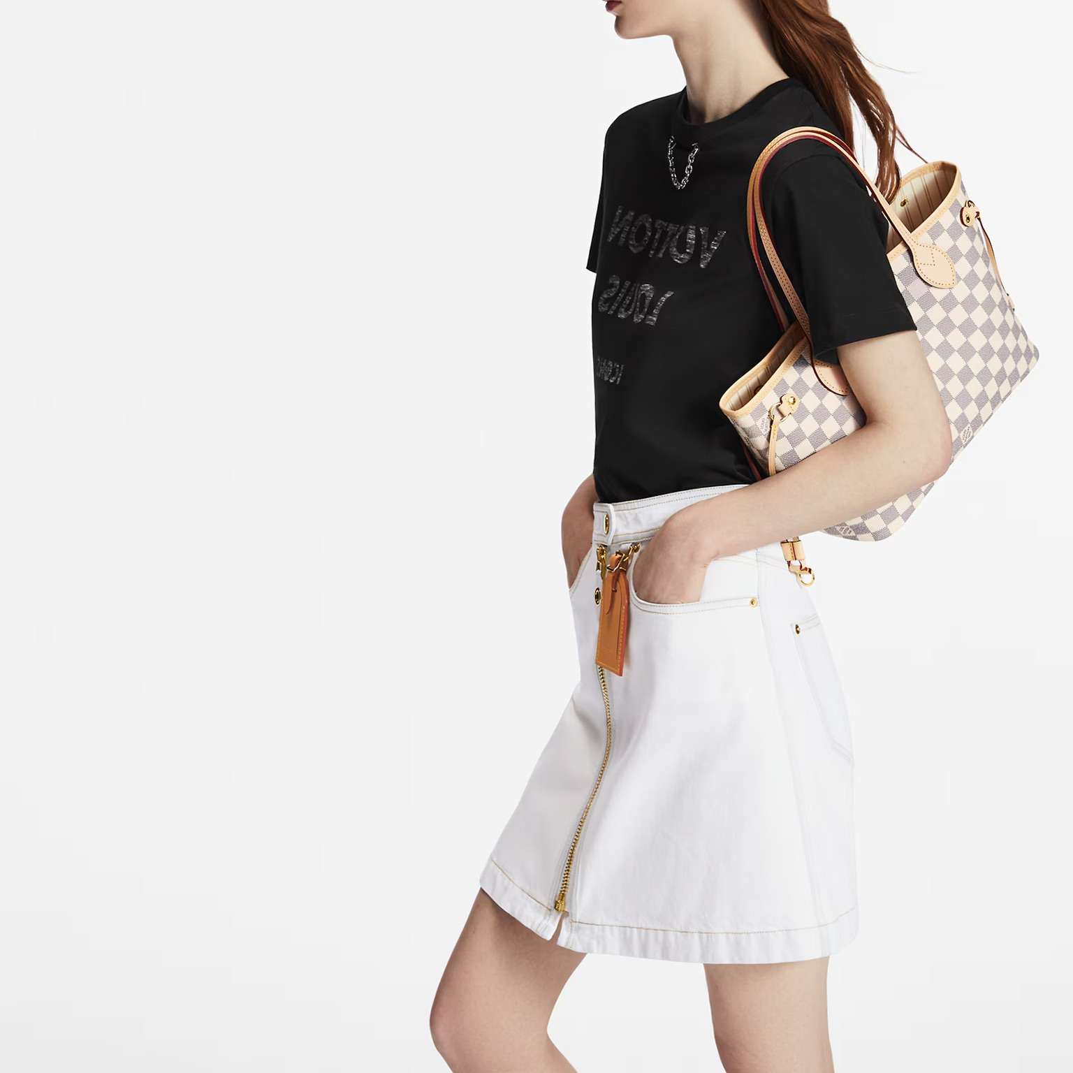 (WMNS) LOUIS VUITTON Neverfull PM Damier Azur Canvas Handbag 'Grey Gold' N40605