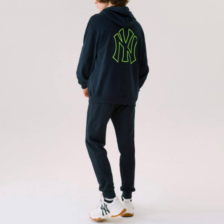 MLB NY hooded Loose Large LOGO Printing Sports Long Sleeves Unisex Black 31HD01011-50L