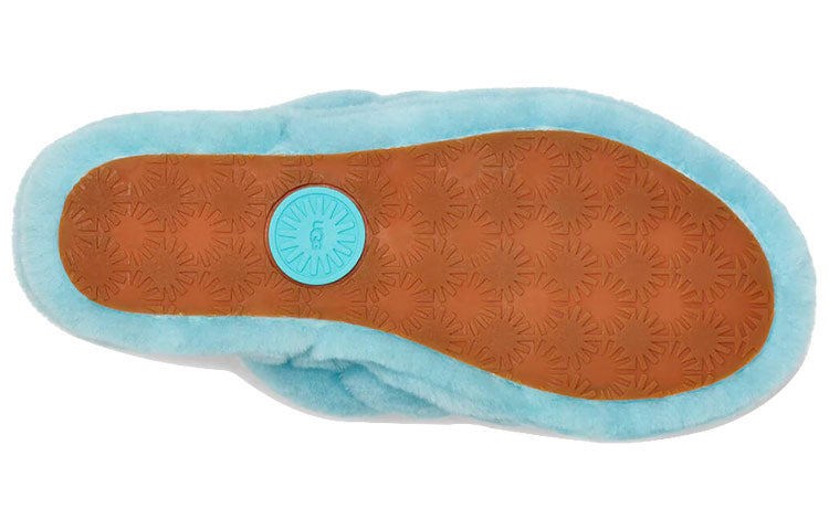 (WMNS) UGG Fluff Yeah Slide Thick Sole Blue Slippers 1095119-CRWT