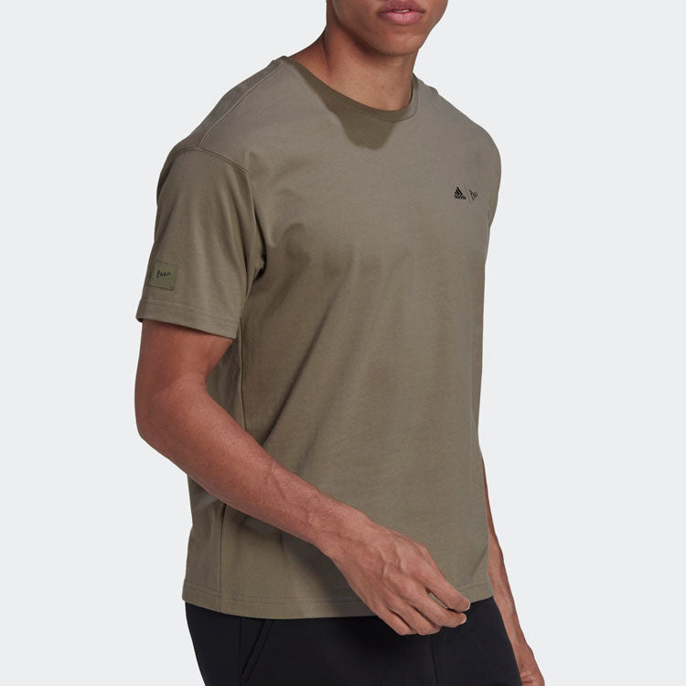 adidas Solid Color Logo Sports Short Sleeve Unisex Green HN1679