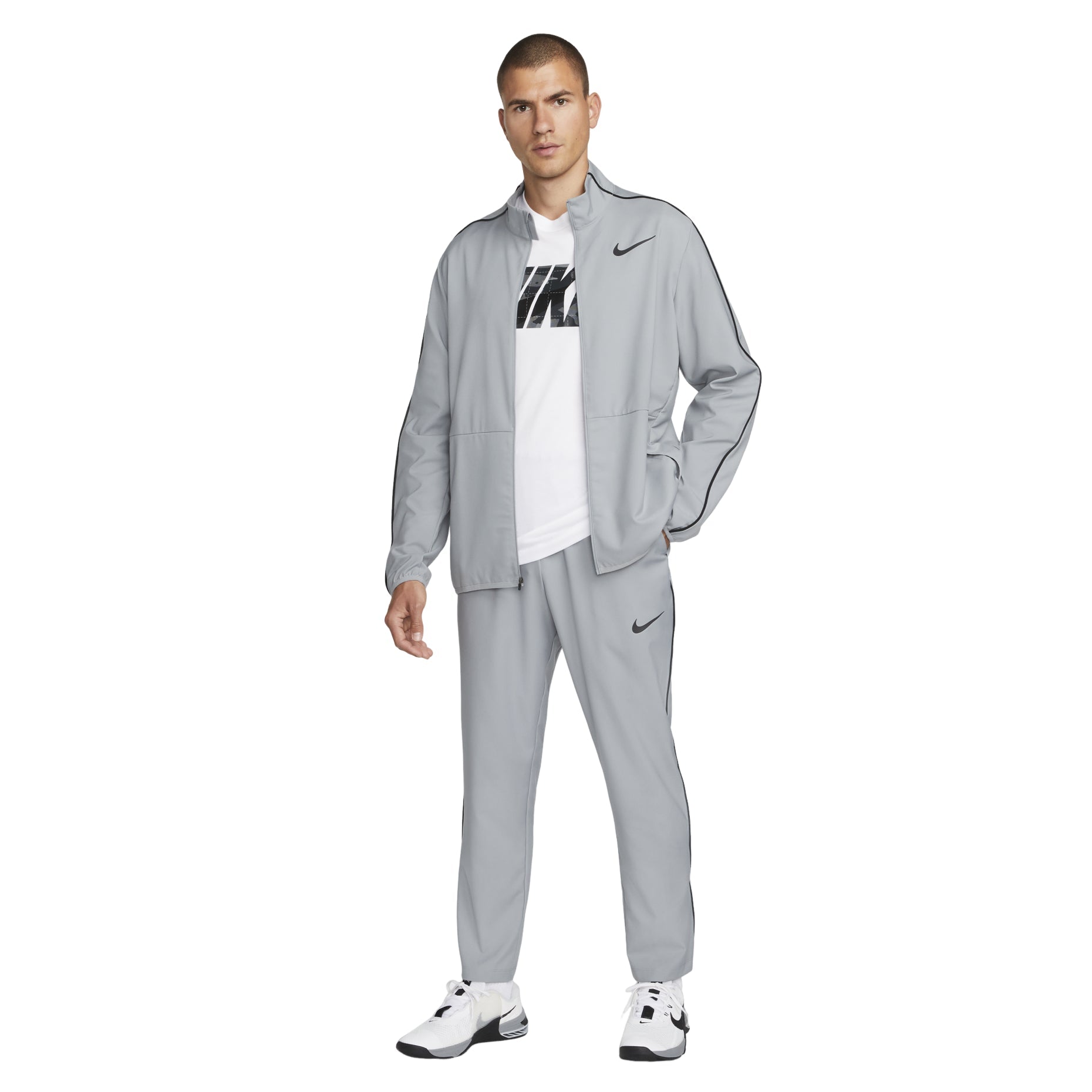 Men's Nike Dri-FIT Solid Color Logo Straight Breathable Sports Pants/Trousers/Joggers Gray DM6627-073