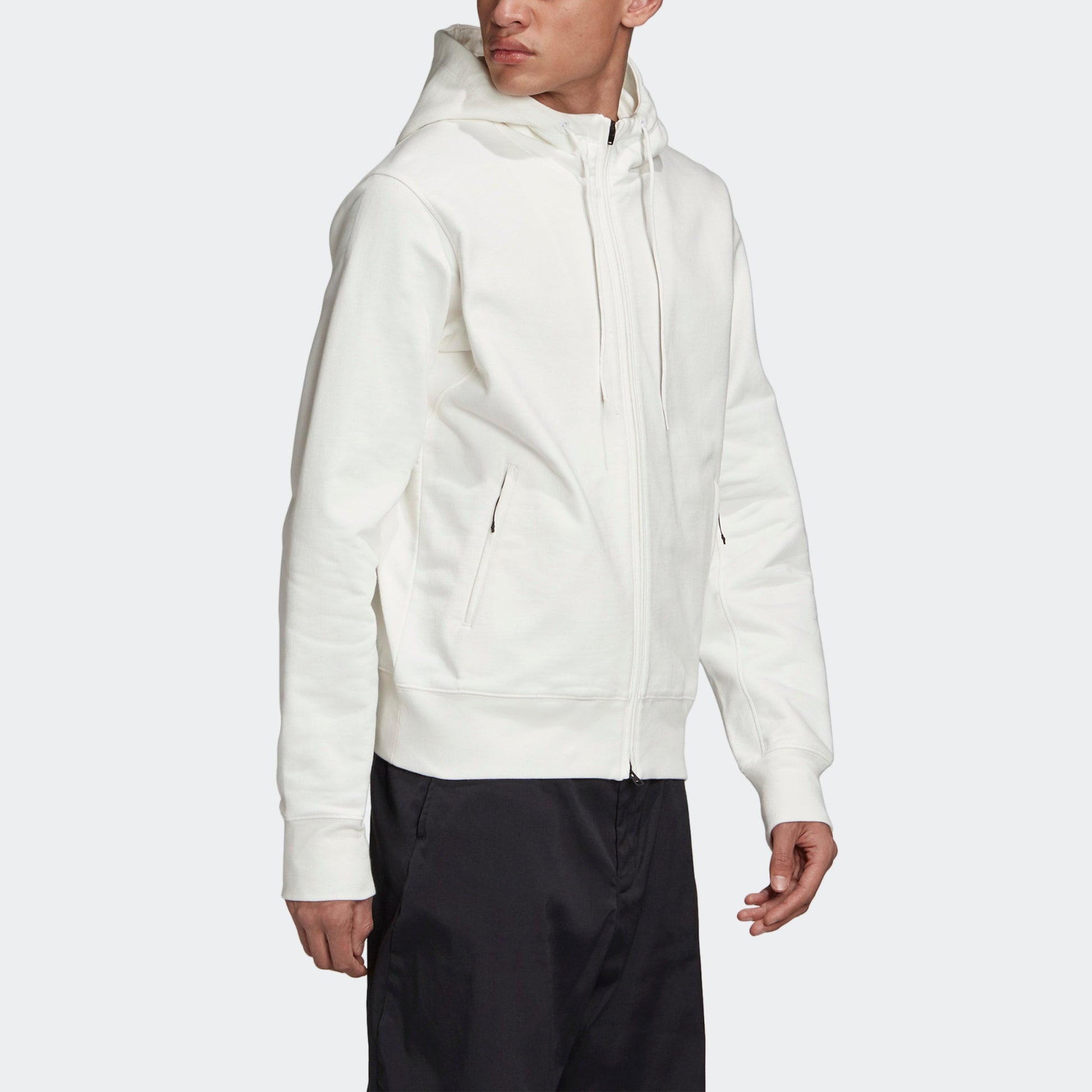Men's Y-3 SS21 Solid Color Logo Minimalistic Zipper White FN3364