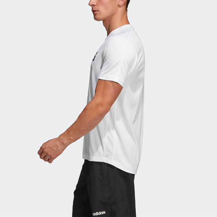 adidas Casual Sports Round Neck Training Short Sleeve White DU1234