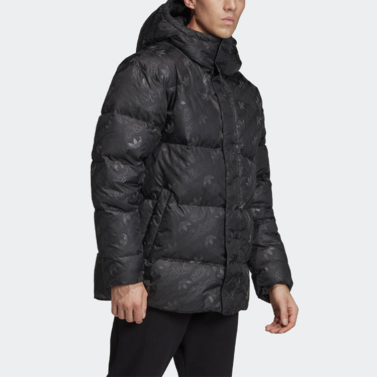 adidas originals H Jacket Down Reflective Printing protection against cold Stay Warm hooded down Jacket Black ED5841