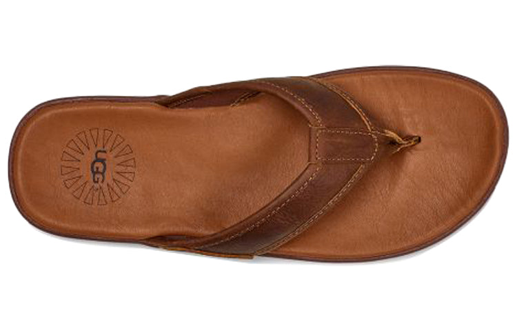 UGG Seaside Flip Leather Cowhide Slipper Coffee 1102690-LUG