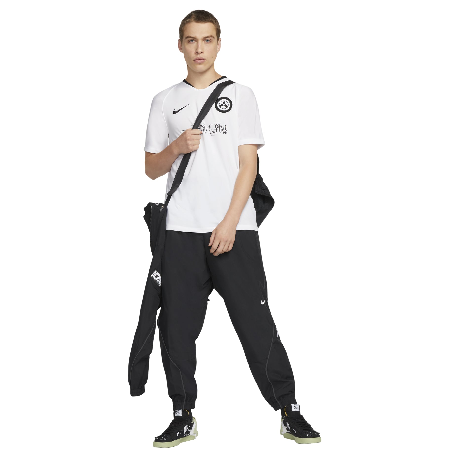 Nike x ACRONYM Crossover Fan Edition Printing Logo V neck Short Sleeve Asia Edition White DC8809-100