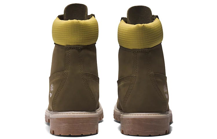Timberland Premium 6 Inch Boots 'Olive Green Nubuck with Yellow Collar' A5NZM327