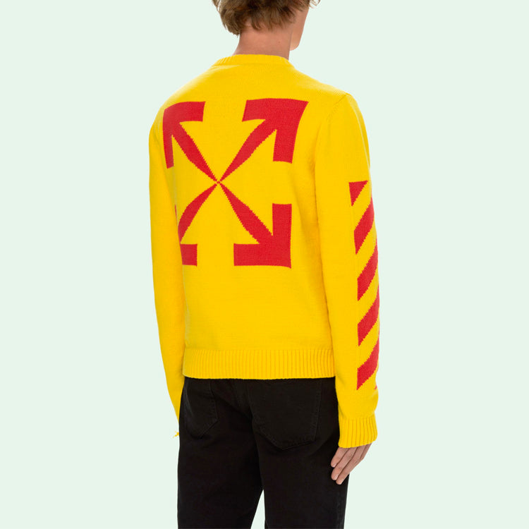 Off-White Men's SS21 Sweater Slim Fit Yellow OMHE023S21KNI0011925