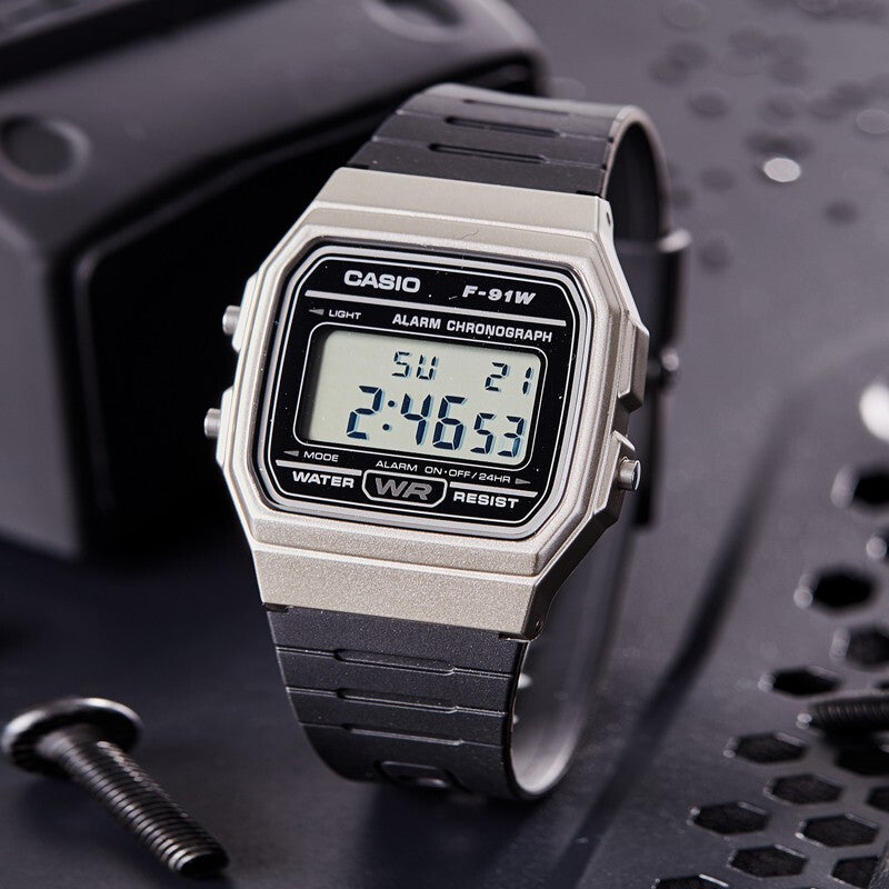 CASIO Waterproof Unisex Mens Black/Silver Digital F-91WM-7A
