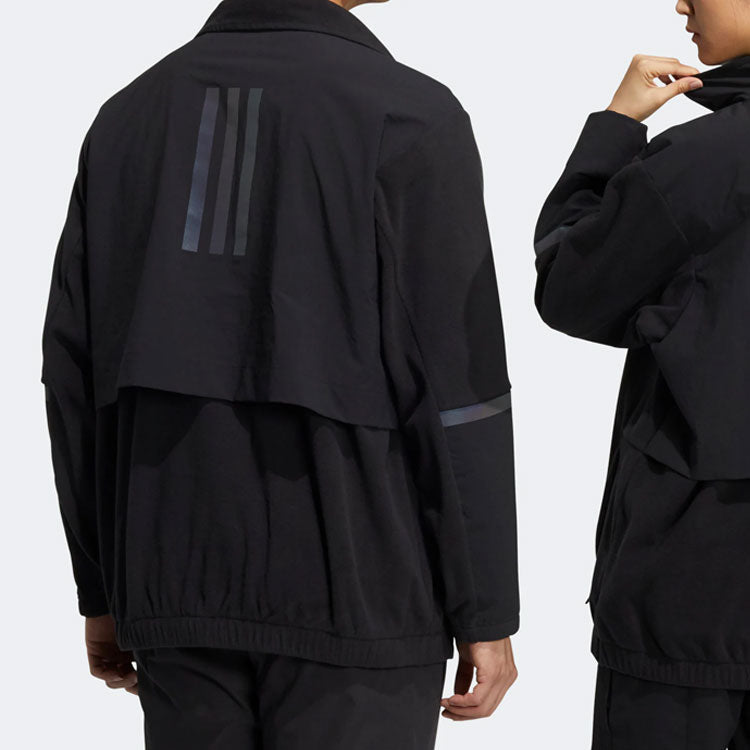 adidas Outdoor Sports Cardigan Round Neck Pullover Couple Style Black HE7371