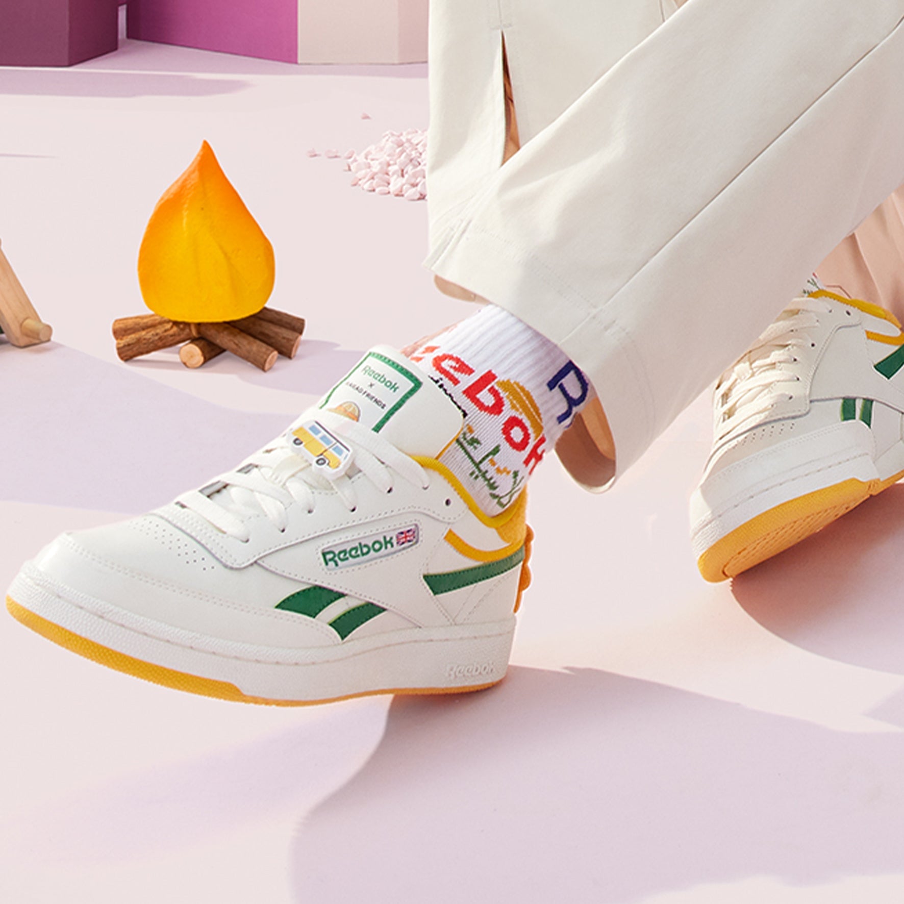 Kakao x Reebok Club C Cozy Wear-Resistant Skate Shoes White Green Unisex 'White Green' GV8583