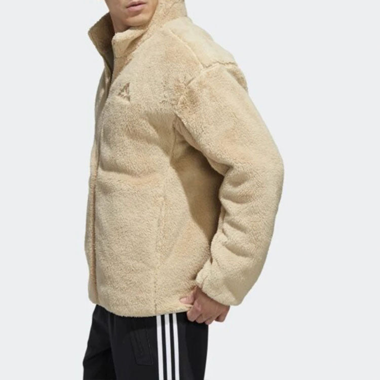 adidas Solid Color Casual Sports Stay Warm Stand Collar Jacket Brown GL7418