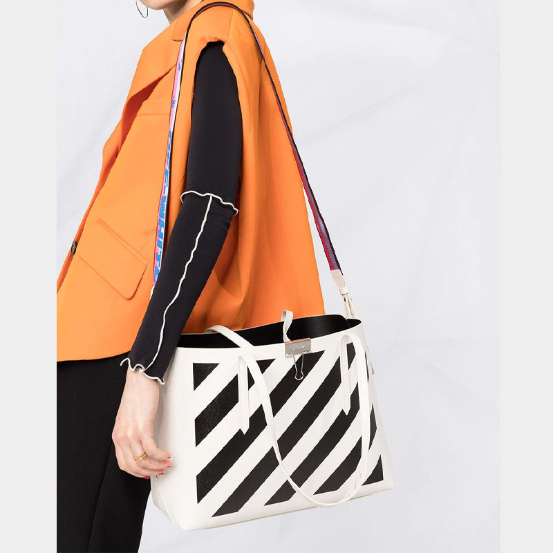 Off-White Binder Shopper Bag 'White Black' OWNA142R21LEA0010110