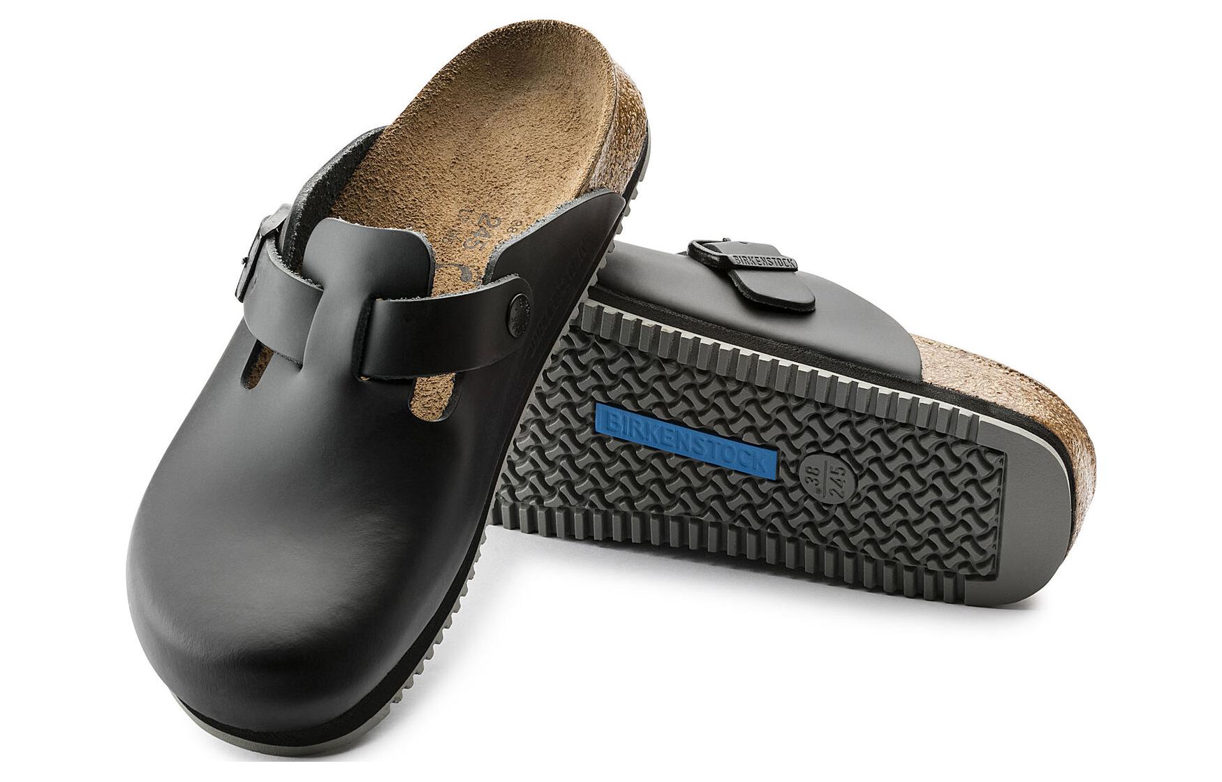 Birkenstock Boston Super Grip Leather Narrow Fit 'Black' 0060194