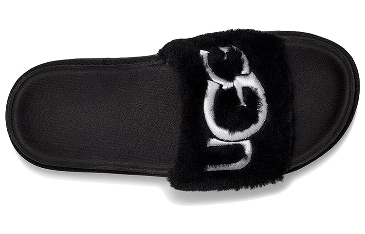 (WMNS) UGG Laton Fur Slide Black Slippers 1111236-BLK