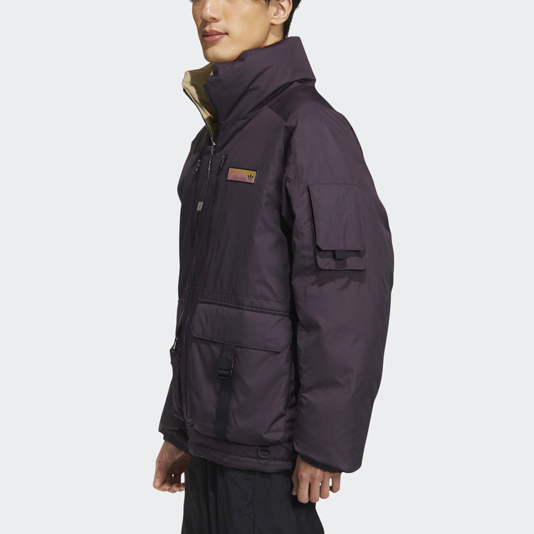 adidas originals Premium Jkt 1 Stay Warm Woven Reversible Cargo Stand Collar Sports Down Jacket Purple GT7291