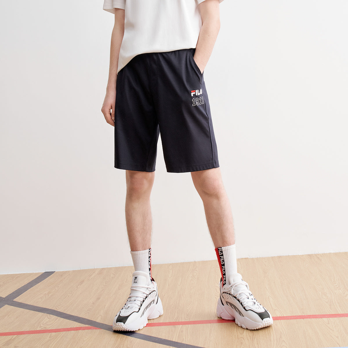FILA Knit Loose Casual Outdoor Sports Shorts Blue F11M028618F-NV