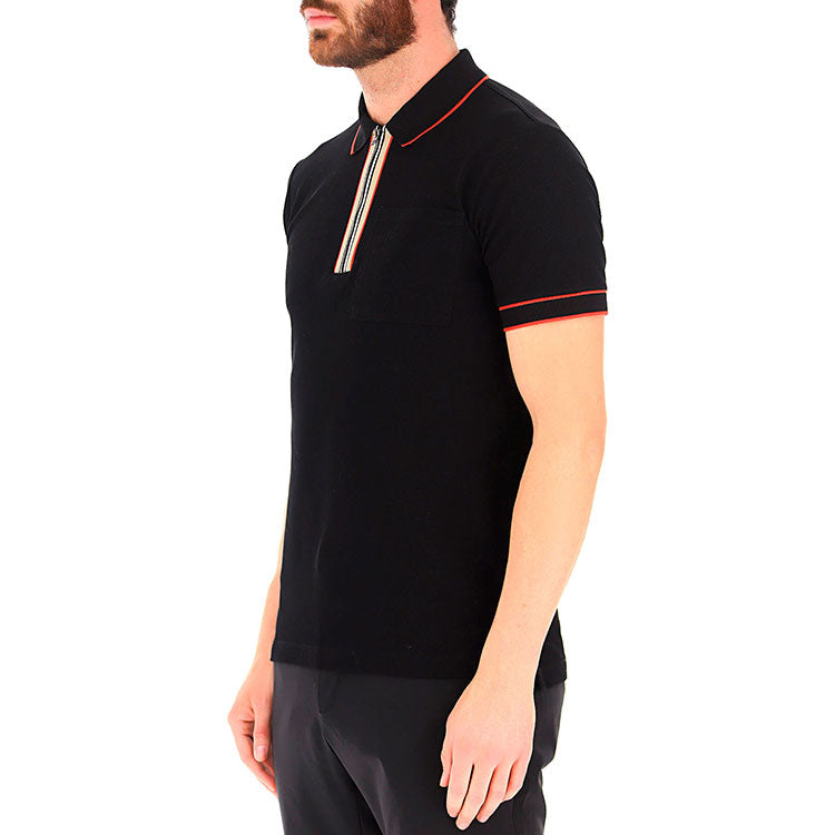 Men's Burberry Stripe Short Sleeve Polo Shirt Black 80333961