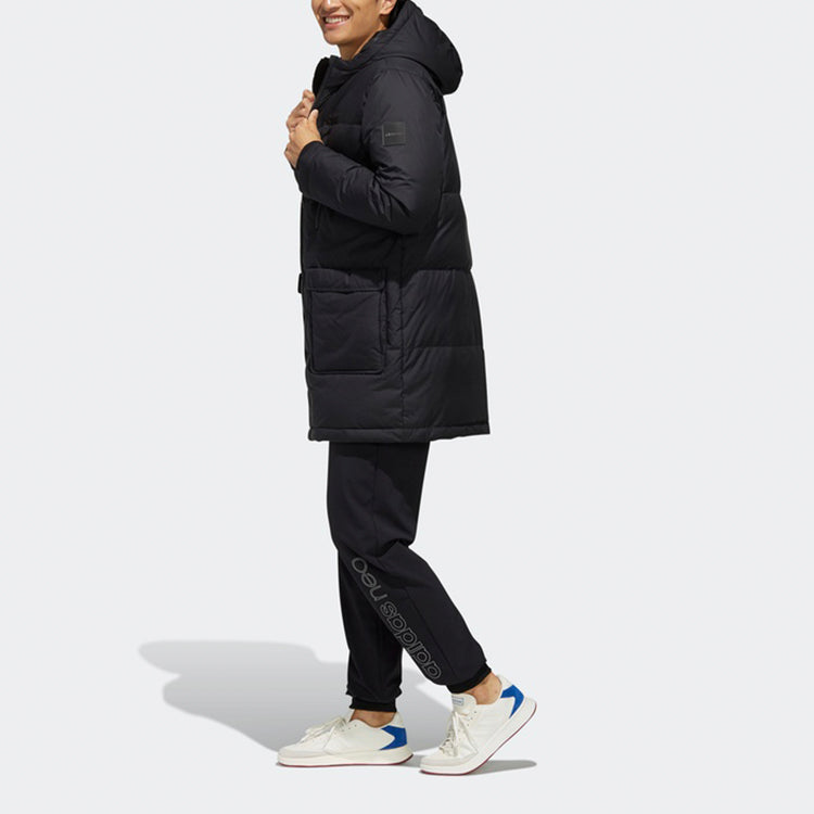 adidas neo Casual hooded Stay Warm Down Jacket Black FK9948