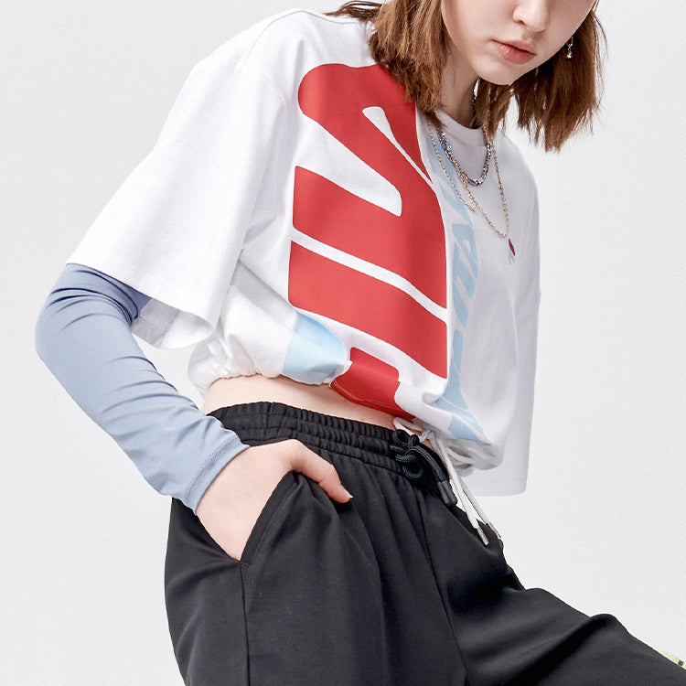 FILA FUSION Logo Printing Sports Loose Round Neck Short Sleeve White T11W125106F-WT