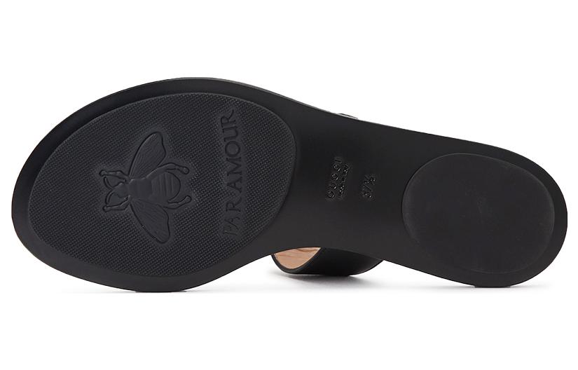 (WMNS) Gucci Thong Sandal With Double G 'Black Leather' 497444-A3N00-1000