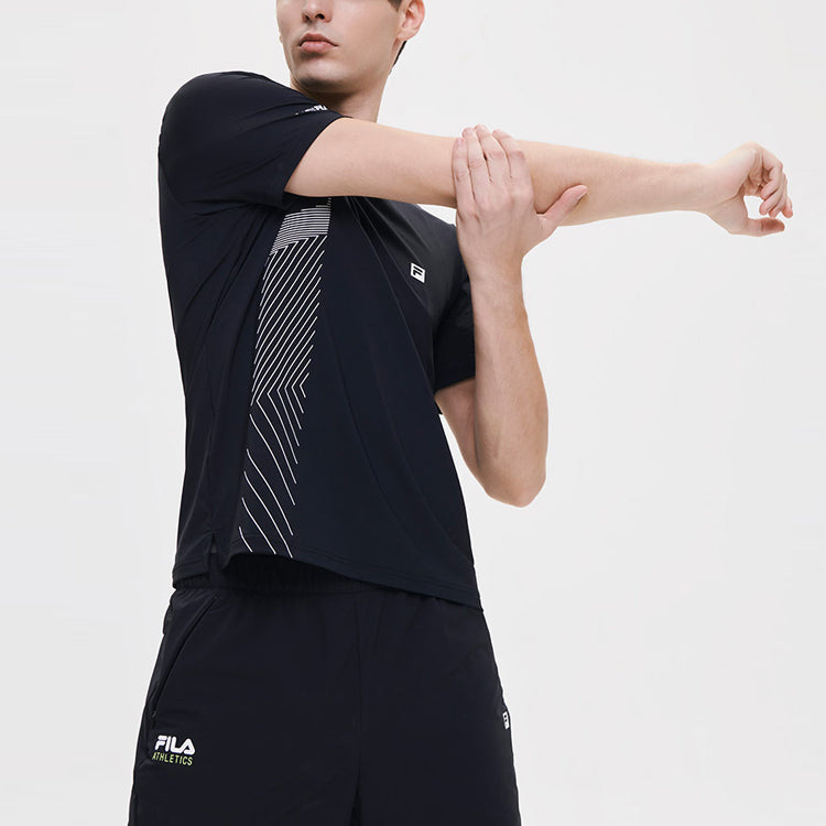 FILA Athletics Logo Printing Round Neck Pullover Short Sleeve Black A11M121118F-BK