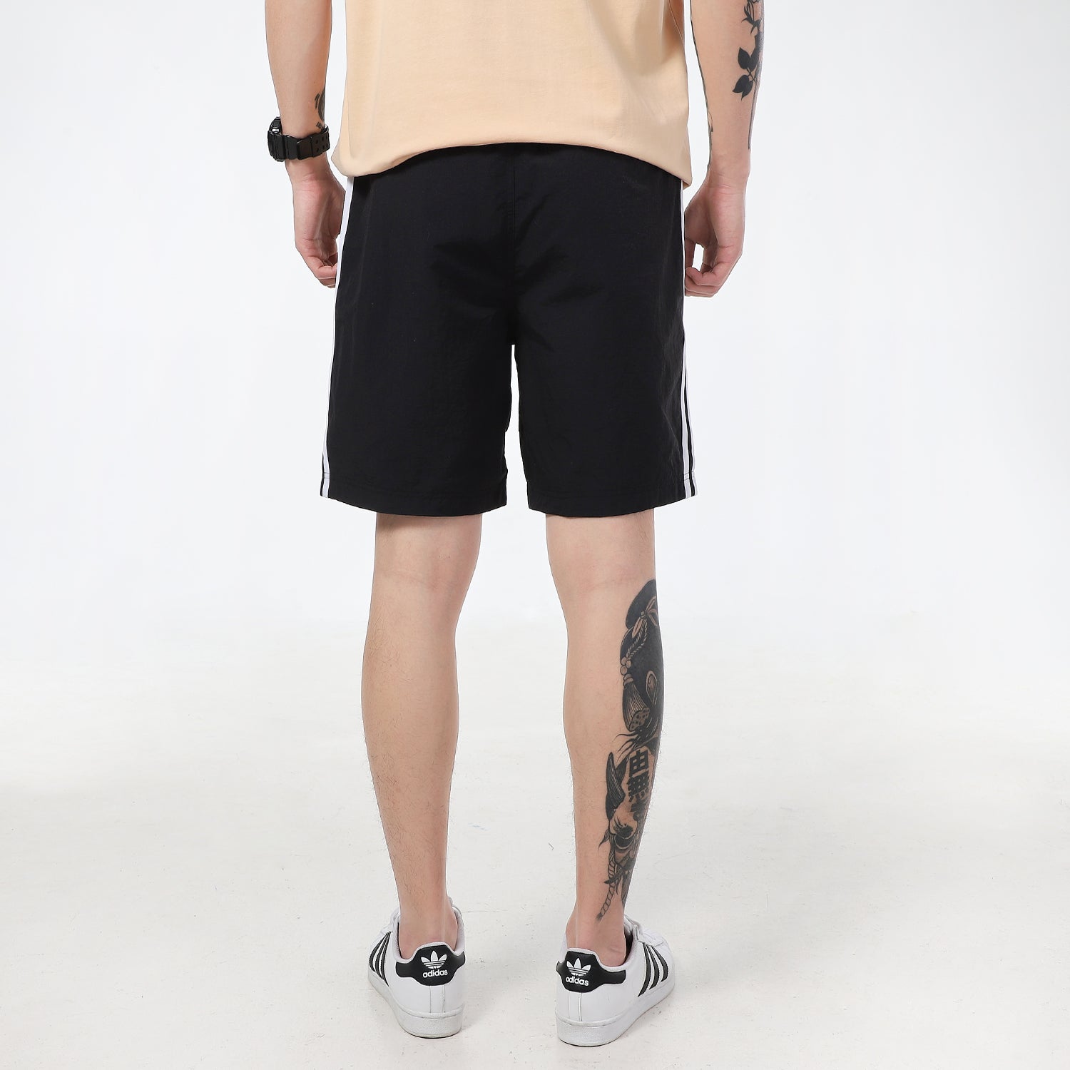 adidas neo M Smly Shorts Smiling Face Printing Stripe Sports Black GP5786