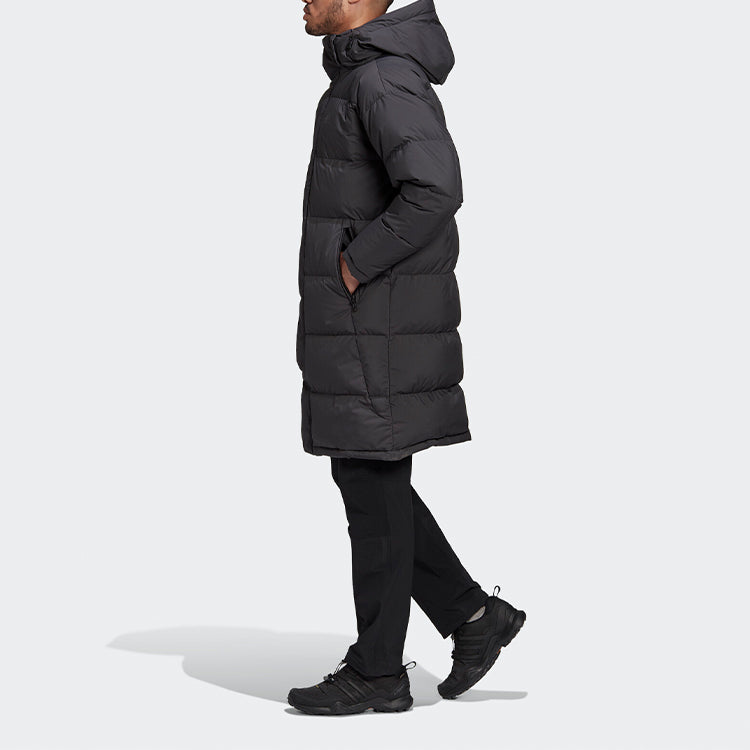 adidas protection against cold Stay Warm hooded mid-length Down Jacket Black GF0075
