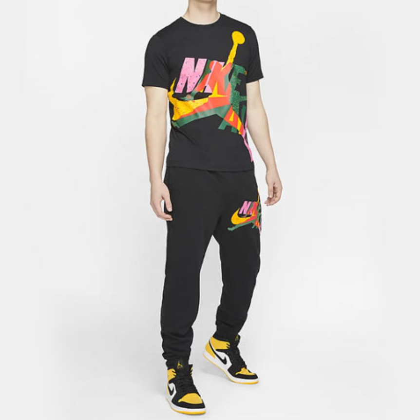 Air Jordan AS SS CTN JM Ccs HBR Crew Printed Short Sleeve TEE Men Black CT6752-011