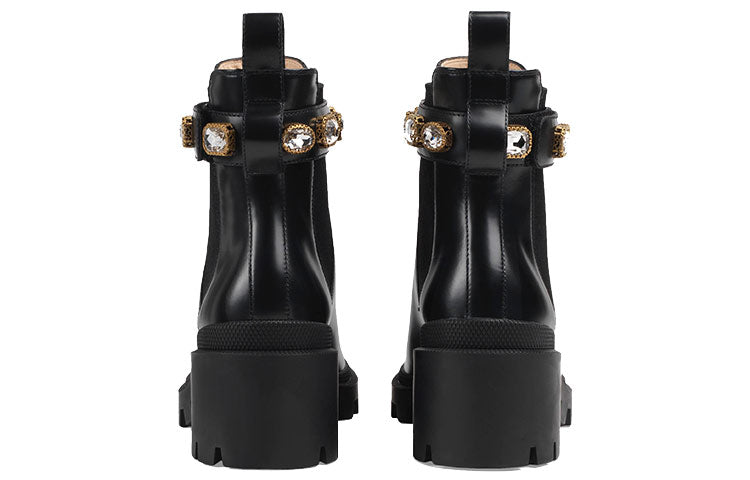 (WMNS) Gucci Ankle Boot With Belt 'Black Leather' 550036-DKS00-1000