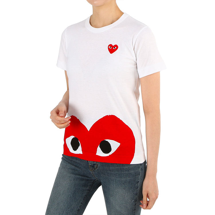 (WMNS) COMME des GARCONS PLAY Half Heart Logo Tee 'White Red' AZ-T033-051-1
