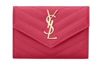 SAINT LAURENT YSL Quilting Leather Wallet Women's Fuchsia/Fuchsia