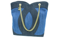CHANEL Denim HOBO Bag Shoulder Handbag Women's Blue Multicolor