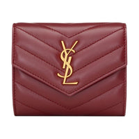 SAINT LAURENT CASSANDRE Lambskin Wallet Women's Red Merlot
