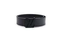 LOUIS VUITTON Smooth Buckle Cow Leather Belts Men's Black Width  4cm