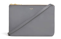 CELINE Trio Smooth Lambskin Crossbody Bag, Shoulder Bag Women's Gray