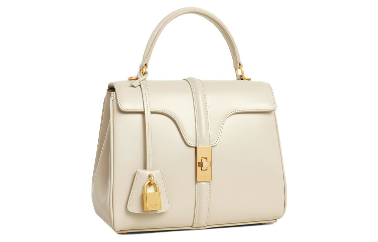 CELINE 16 Calfskin Shoulder Bag Crossbody Bag Handbag Small Size Women's Beige