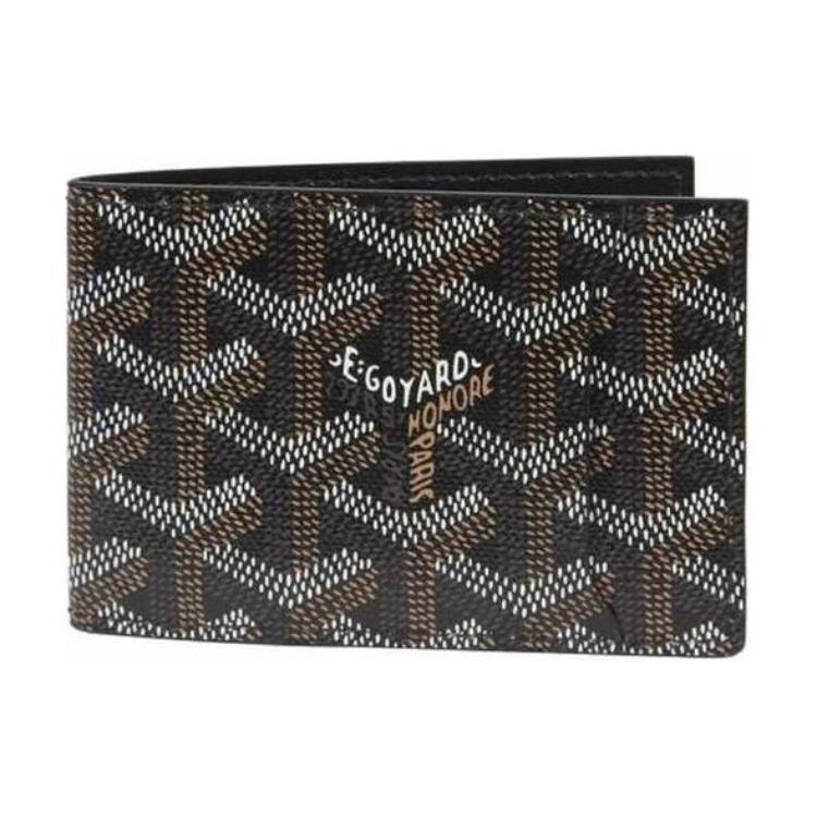 GOYARD Canvas With Calfskin Card Holder Wallet Unisex Black