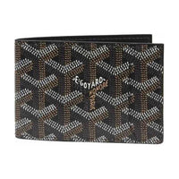GOYARD Canvas With Calfskin Card Holder Wallet Unisex Black