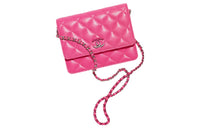 CHANEL Lambskin One Shoulder Crossbody Clutches Women's Peach Red