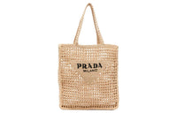 PRADA Raffia Tote Bag, Shopping Bag, Shoulder Bag, Handbag Women's Brown