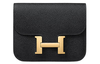 HERMES Constance Slim Epsom Leather Wallets Card Holders Fanny Pack Small Size Women's Noir Black